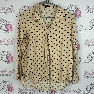 Velvet Heart button up Cream and Black Polka Dot Button-Down Shirt